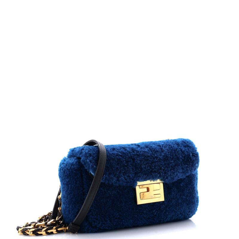 Fendi Be Baguette Flap Bag Shearling