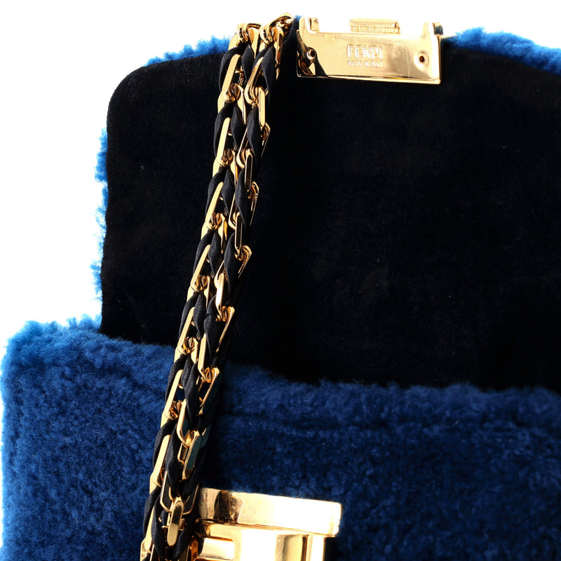 Fendi Be Baguette Flap Bag Shearling