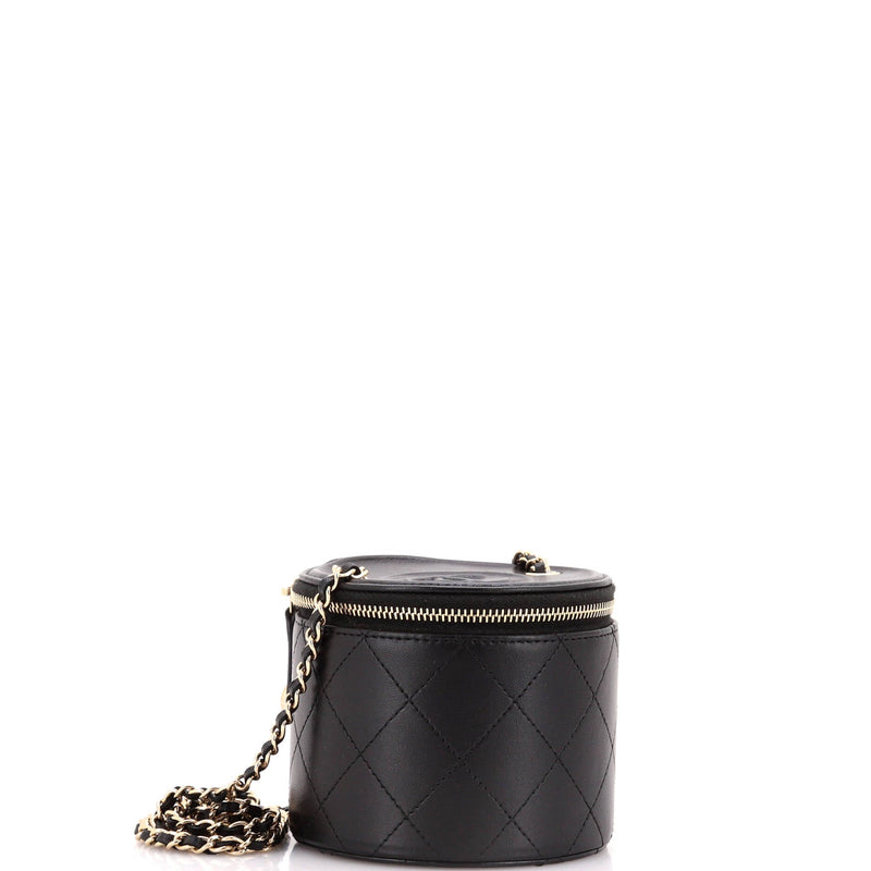 Chanel Cc Round Vanity Case With Chain