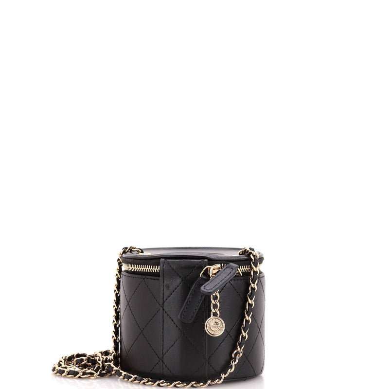 Chanel Cc Round Vanity Case With Chain