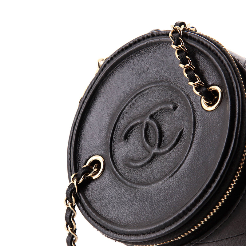 Chanel Cc Round Vanity Case With Chain