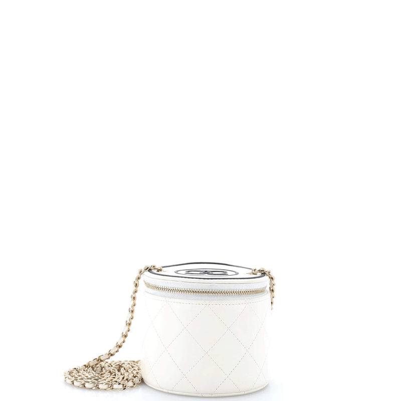 Chanel Cc Round Vanity Case With Chain