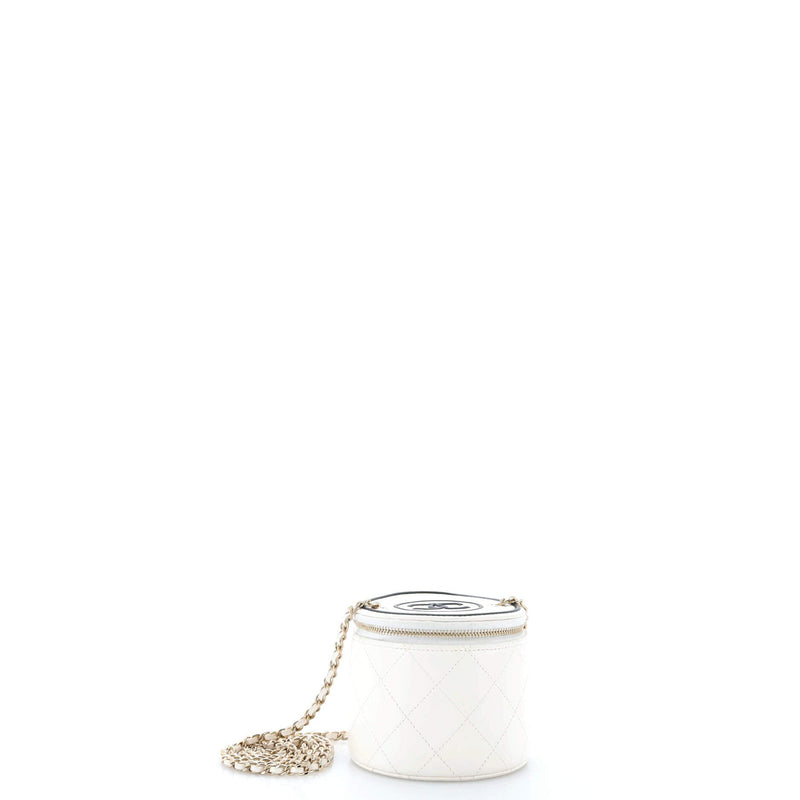 Chanel Cc Round Vanity Case With Chain