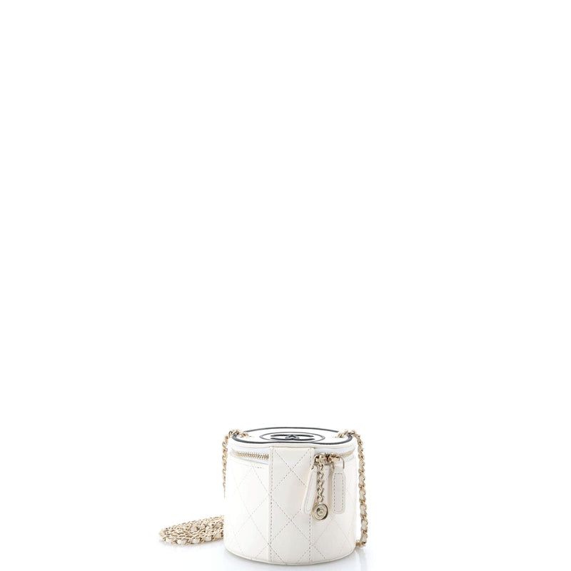Chanel Cc Round Vanity Case With Chain