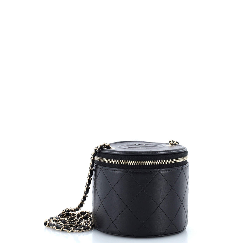 Chanel Cc Round Vanity Case With Chain