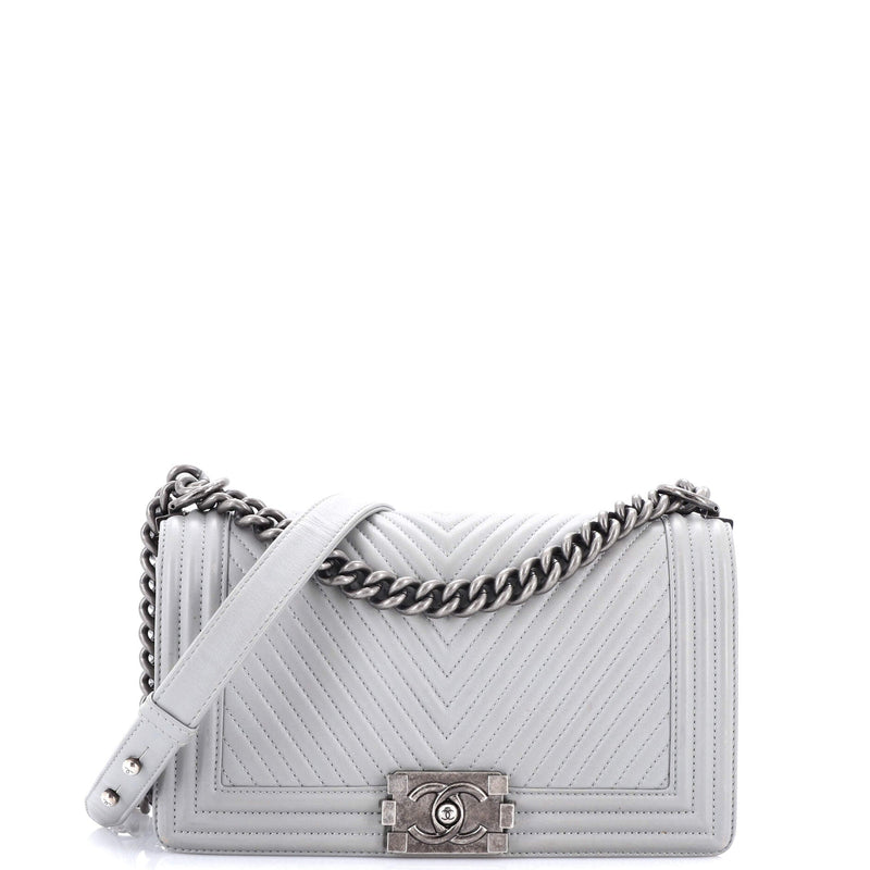 Chanel Boy Flap Bag Chevron Wrinkled