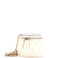 Chanel Cc Round Vanity Case With Chain