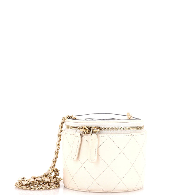 Chanel Cc Round Vanity Case With Chain