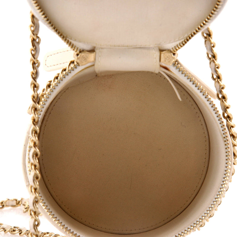 Chanel Cc Round Vanity Case With Chain