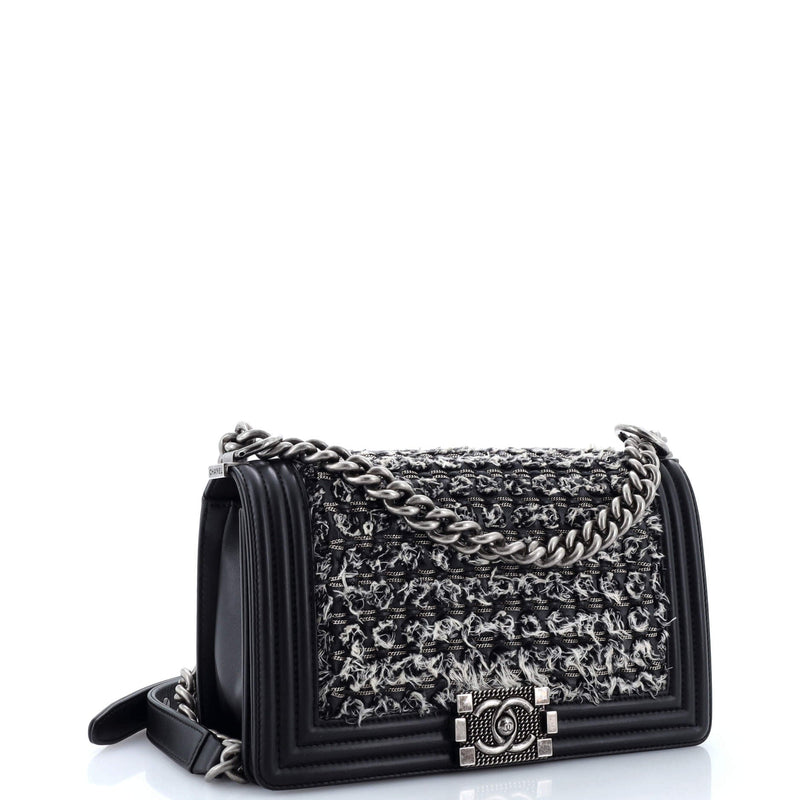 Chanel Boy Flap Bag Braided Tweed Old