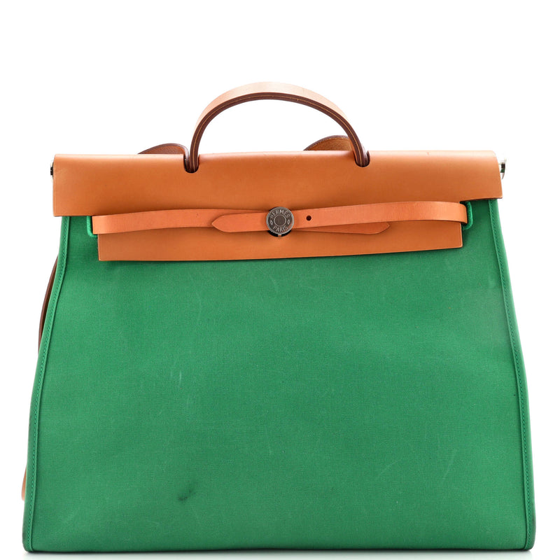 Hermes Herbag Zip Leather And Toile 39