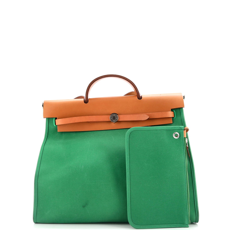 Hermes Herbag Zip Leather And Toile 39