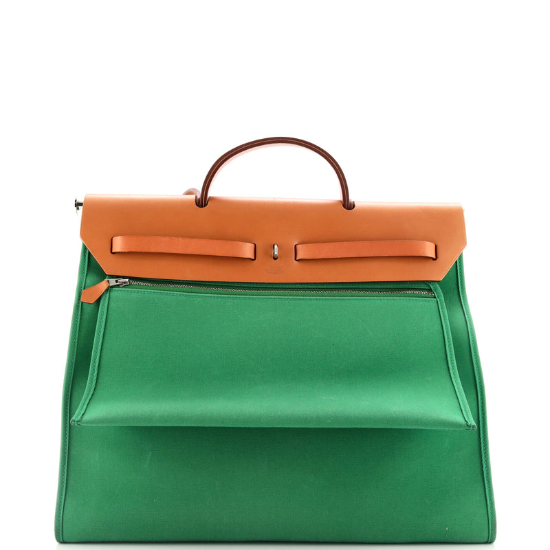 Hermes Herbag Zip Leather And Toile 39