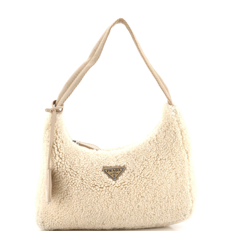 Prada Re-Edition Hobo Shearling Mini