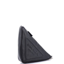 Prada Triangle Logo Wristlet Pouch