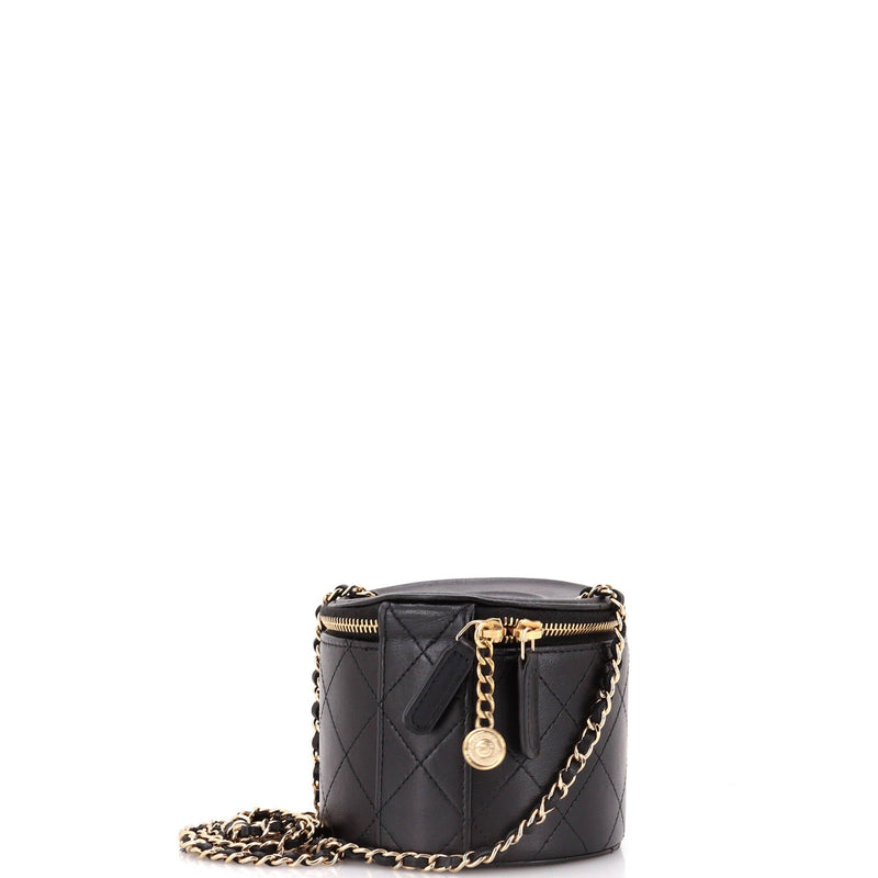 Chanel Cc Round Vanity Case With Chain