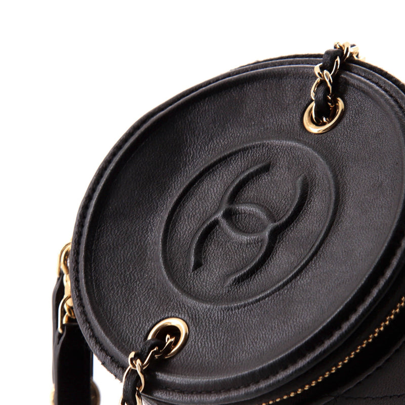 Chanel Cc Round Vanity Case With Chain