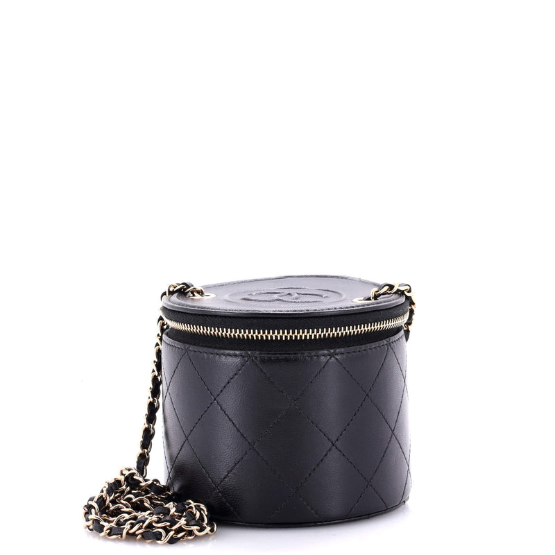 Chanel Cc Round Vanity Case With Chain