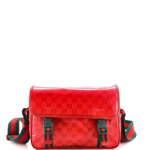 Gucci Web Buckle Messenger Bag Gg Coated
