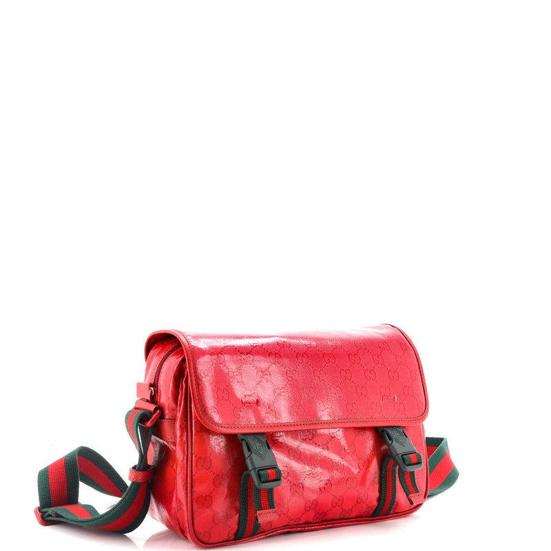 Gucci Web Buckle Messenger Bag Gg Coated