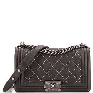 Chanel Boy Flap Bag Studded Quilted