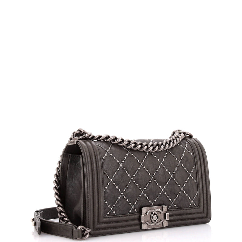 Chanel Boy Flap Bag Studded Quilted