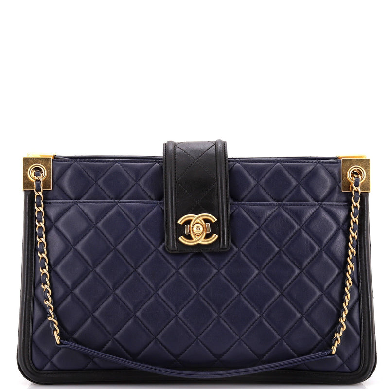 Chanel Elegant Cc Tote Quilted Lambskin