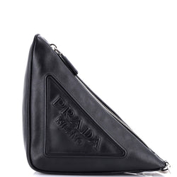 Prada Triangle Logo Wristlet Pouch