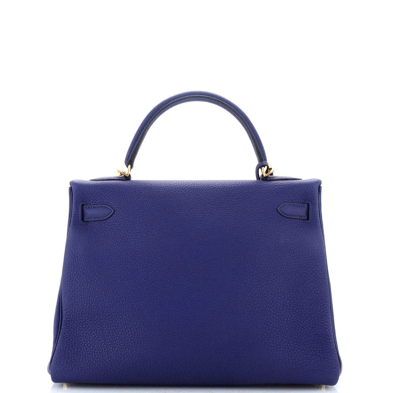 Hermes Kelly Handbag Bleu Encre Togo