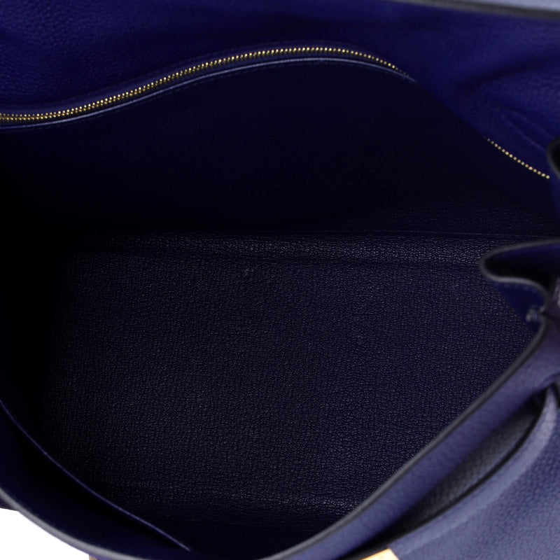 Hermes Kelly Handbag Bleu Encre Togo