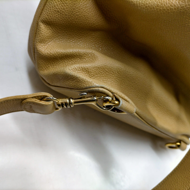 Chanel Shoulder Bag Beige Caviarskin