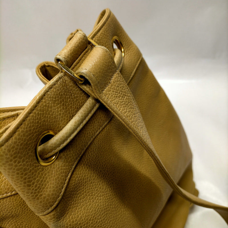 Chanel Shoulder Bag Beige Caviarskin