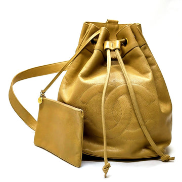 Chanel Shoulder Bag Beige Caviarskin