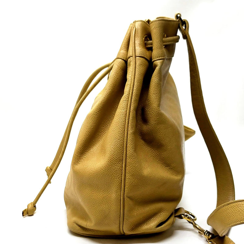 Chanel Shoulder Bag Beige Caviarskin