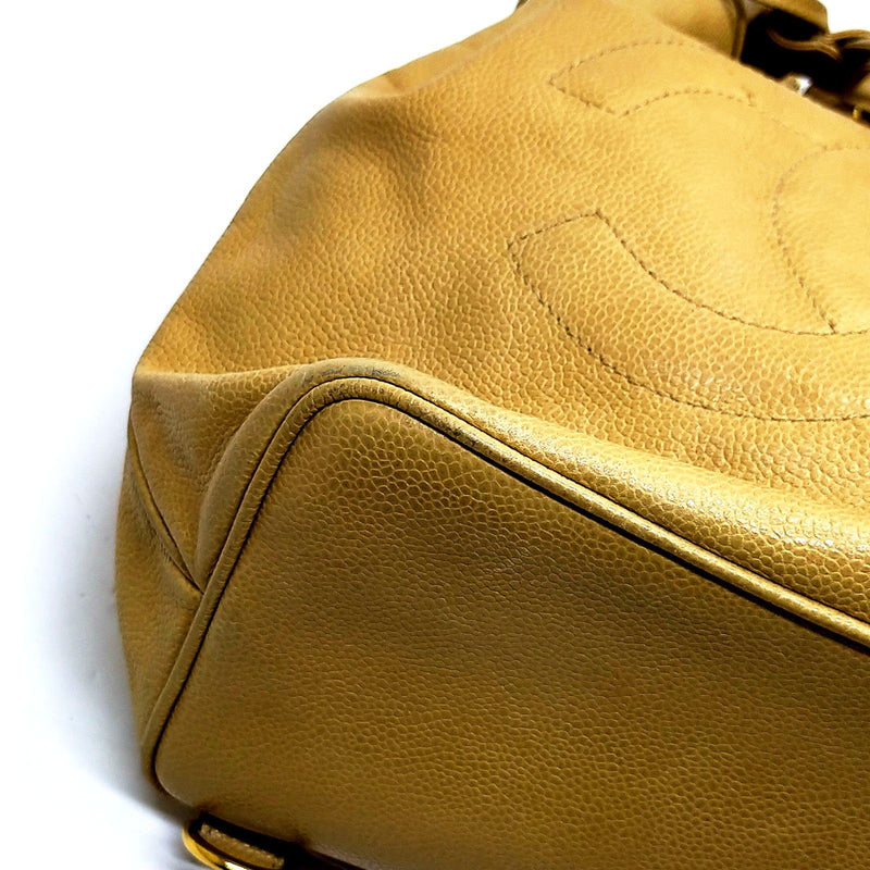 Chanel Shoulder Bag Beige Caviarskin