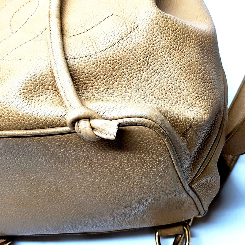 Chanel Shoulder Bag Beige Caviarskin
