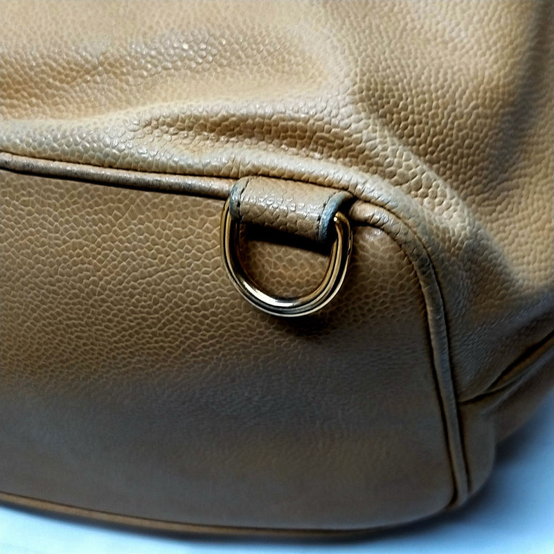 Chanel Shoulder Bag Beige Caviarskin