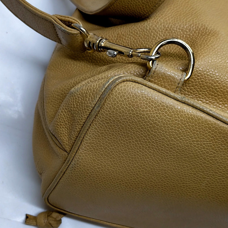 Chanel Shoulder Bag Beige Caviarskin