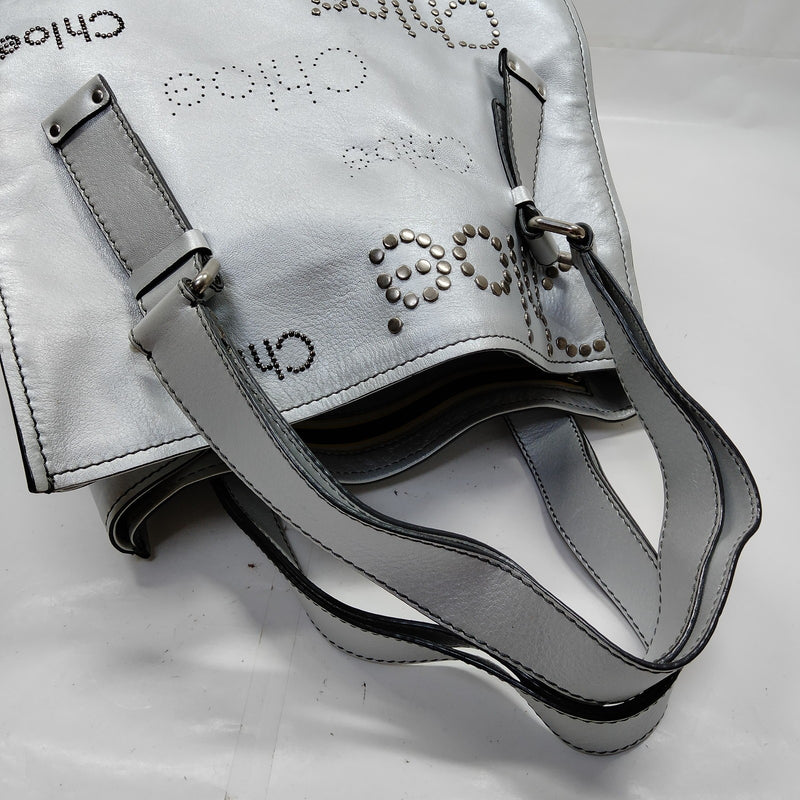 Chloe Hand Bag Silver Leather