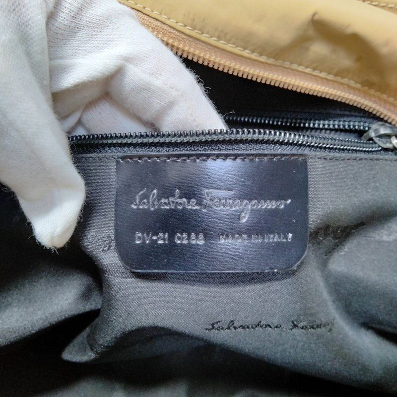 Ferragamo Hand Bag Brown Canvas