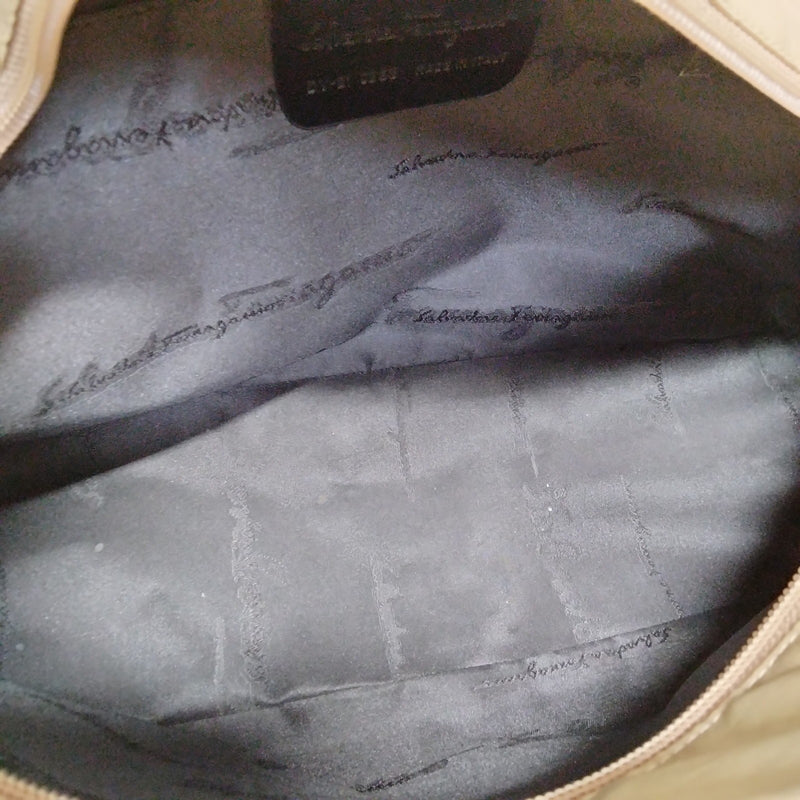 Ferragamo Hand Bag Brown Canvas