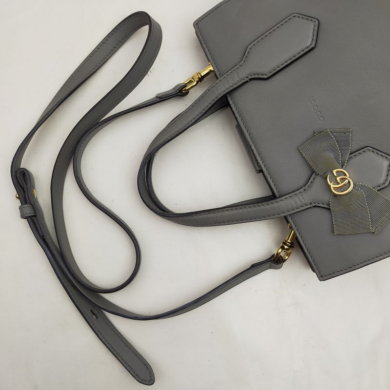 Gucci Hand Bag Gray Leather