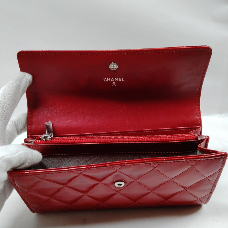 Chanel Long Wallet Red Patent Leather