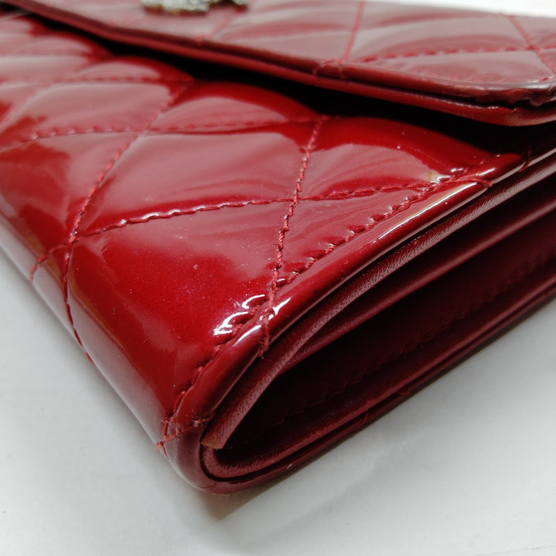 Chanel Long Wallet Red Patent Leather