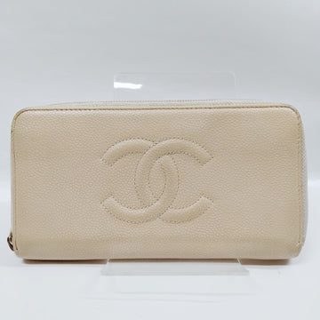 Chanel Long Wallet Beige Caviarskin
