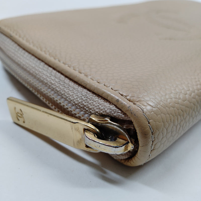 Chanel Long Wallet Beige Caviarskin