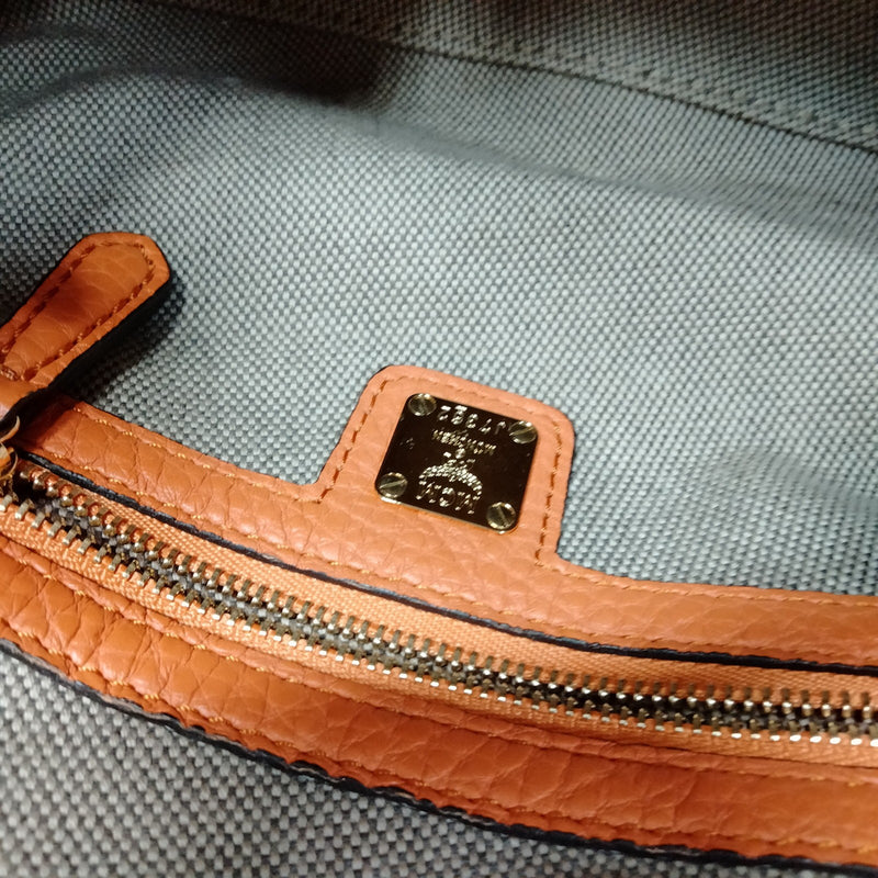 Mcm Hand Bag Orange Leather