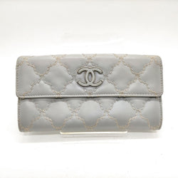 Chanel Long Wallet Gray Leather