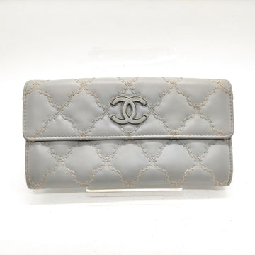 Chanel Long Wallet Gray Leather