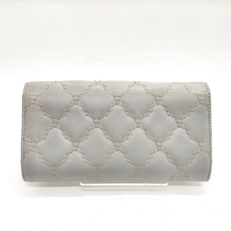 Chanel Long Wallet Gray Leather
